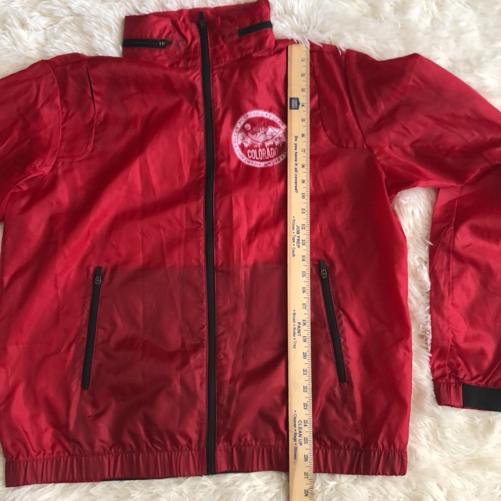 WIND Lightweight Windbreaker Jacket Red Colorado Rocky Mountains Logo Men's XL - Picture 3 of 7